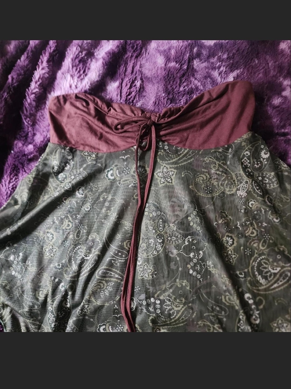 SO Olive and Maroon Paisley Bandeau Maxi